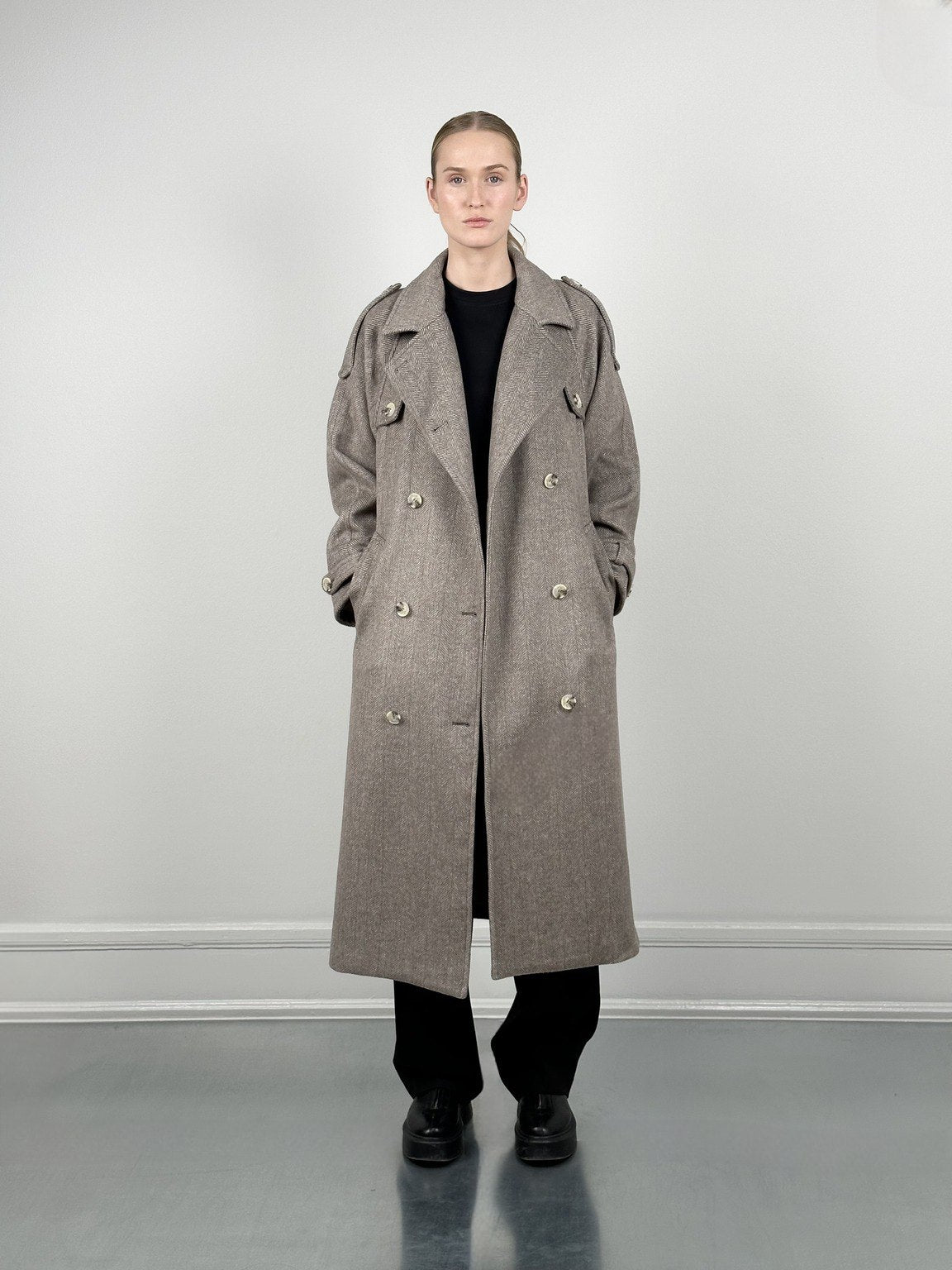 BEA WOOL COAT - BEIGE/BROWN