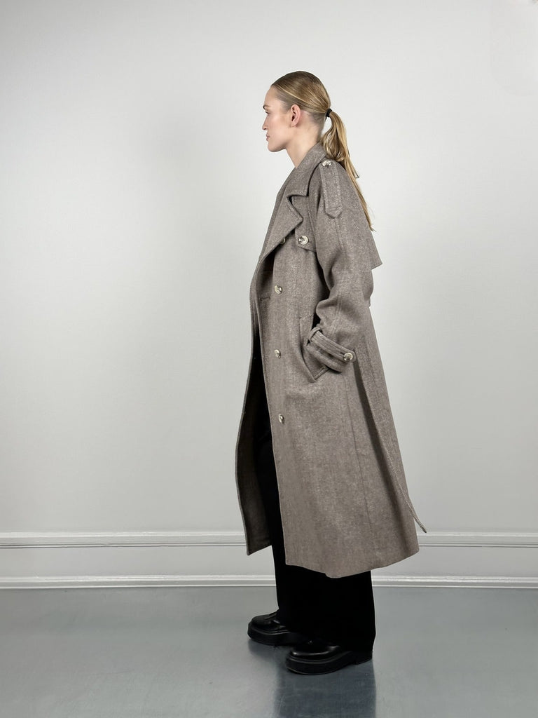 BEA WOOL COAT - BEIGE/BROWN