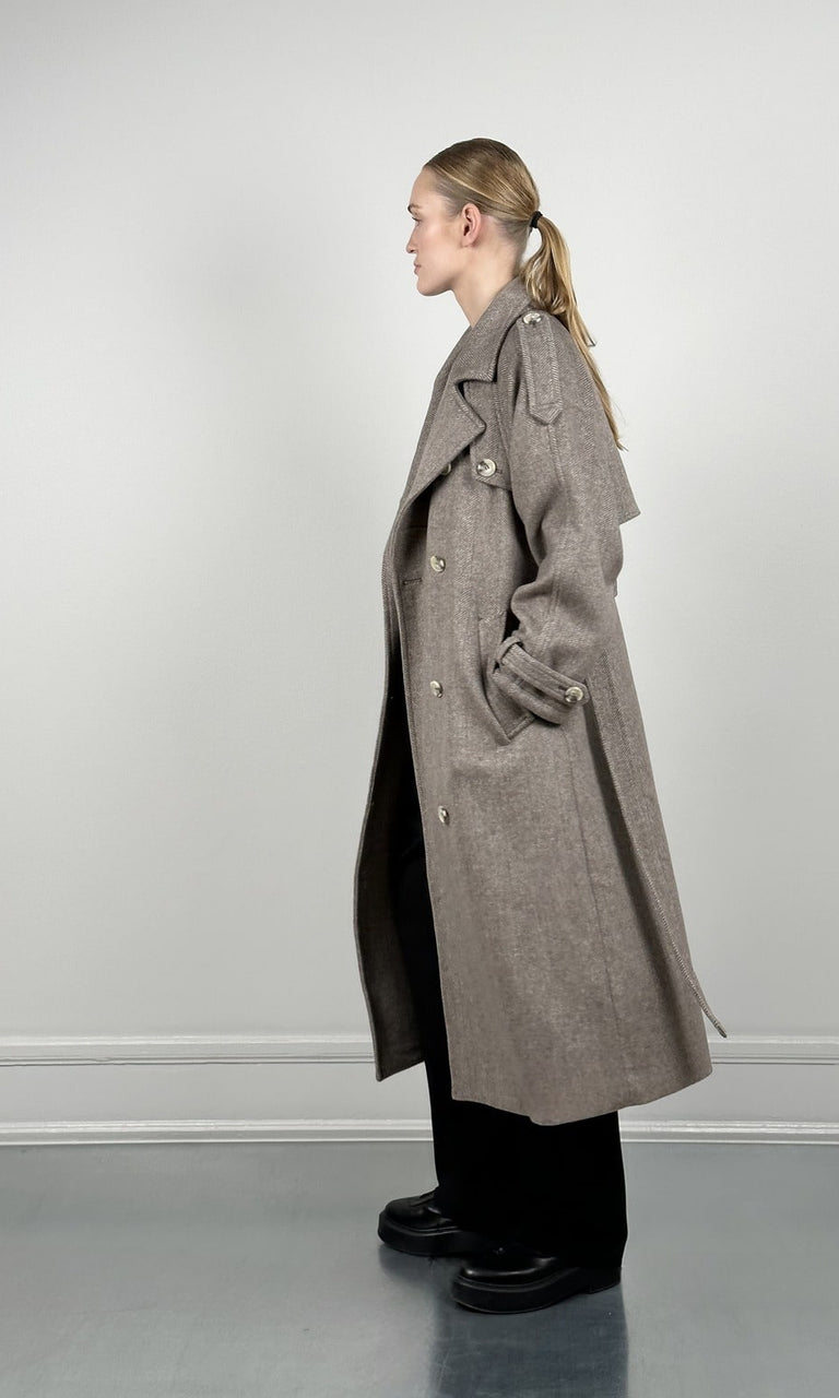 BEA WOOL COAT - BEIGE/BROWN