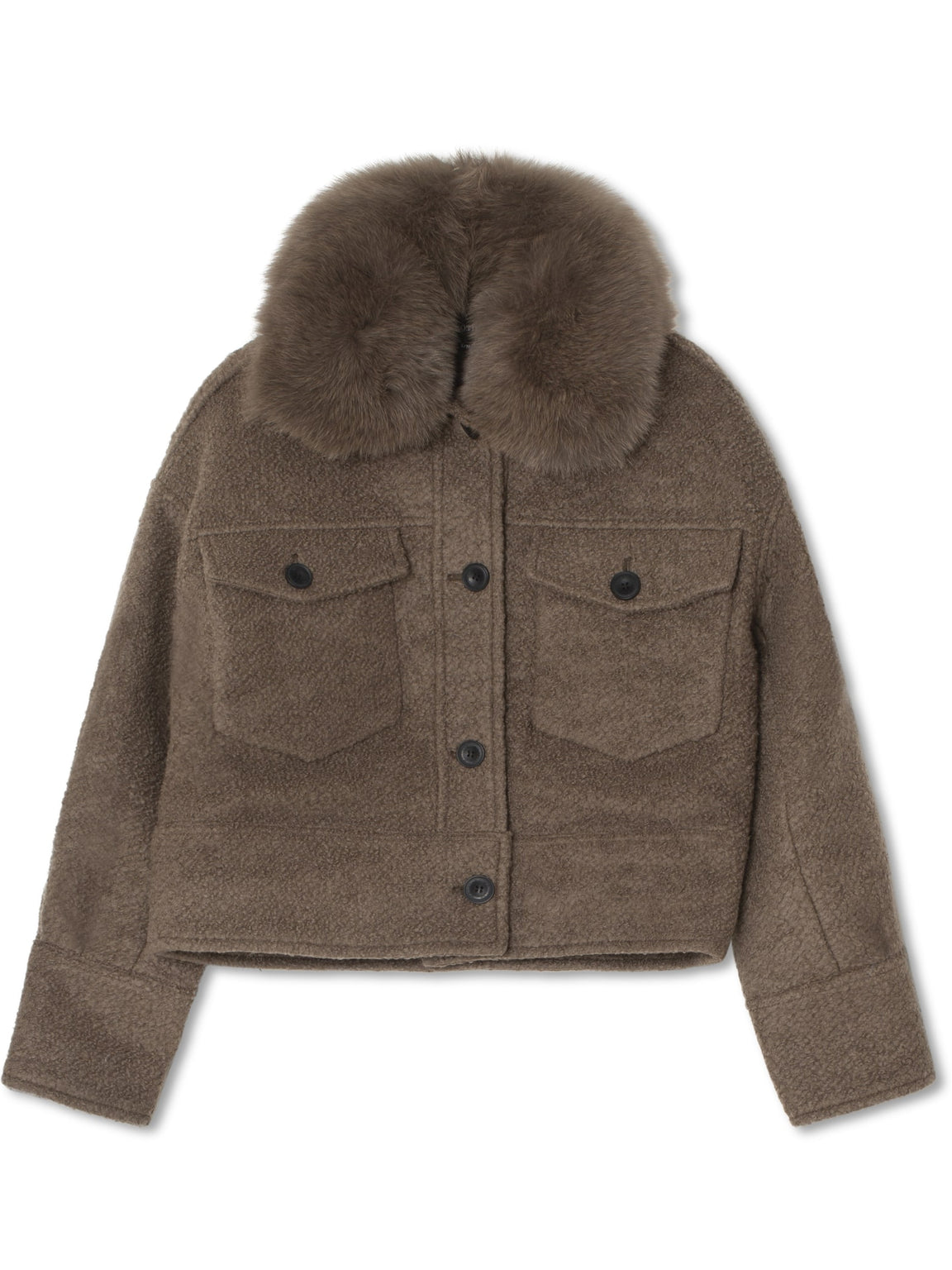 CHARLIE JACKET WOOL BOUCLE - GREY/BROWN