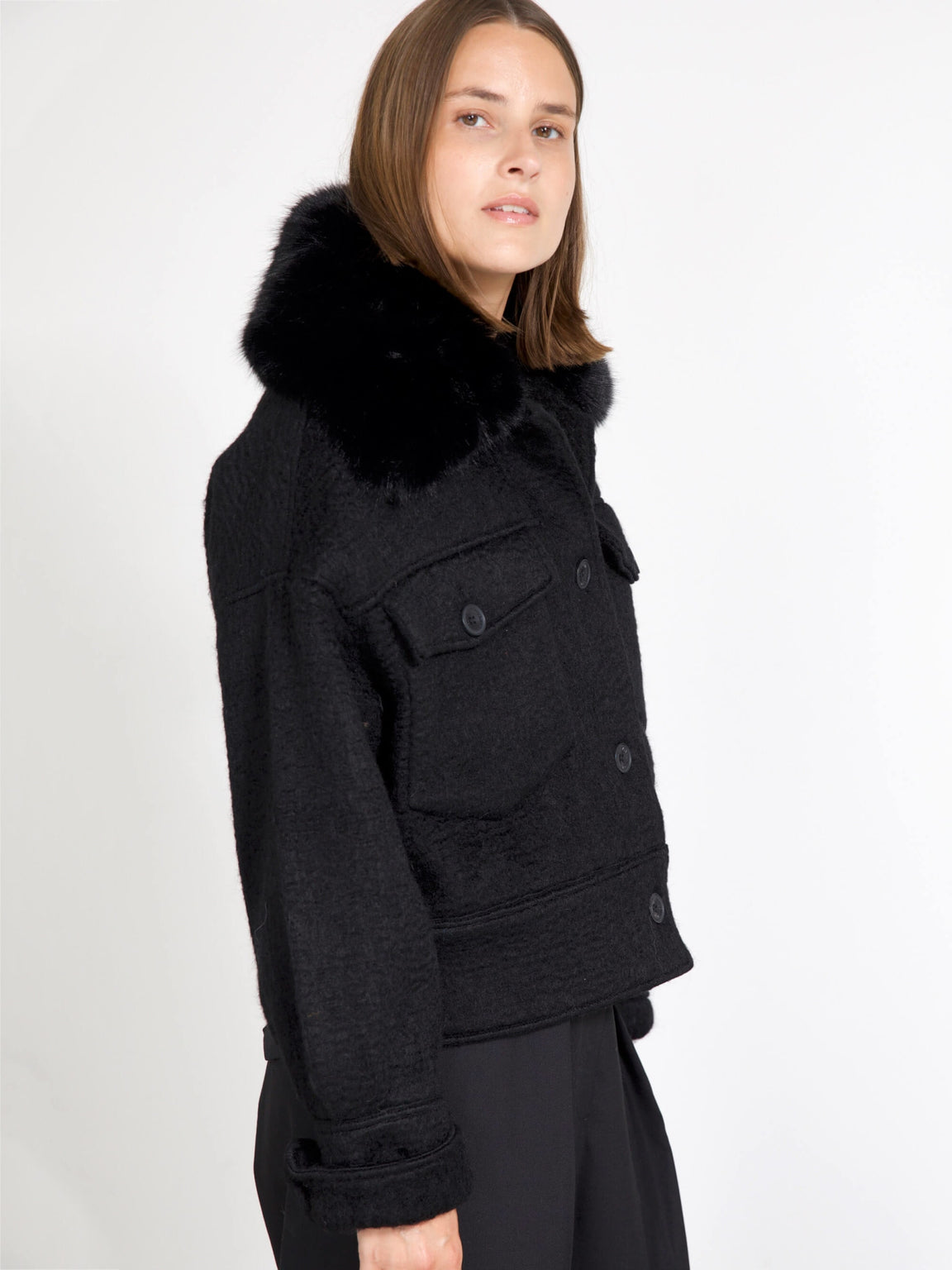 CHARLIE JACKET WOOL BOUCLE - BLACK