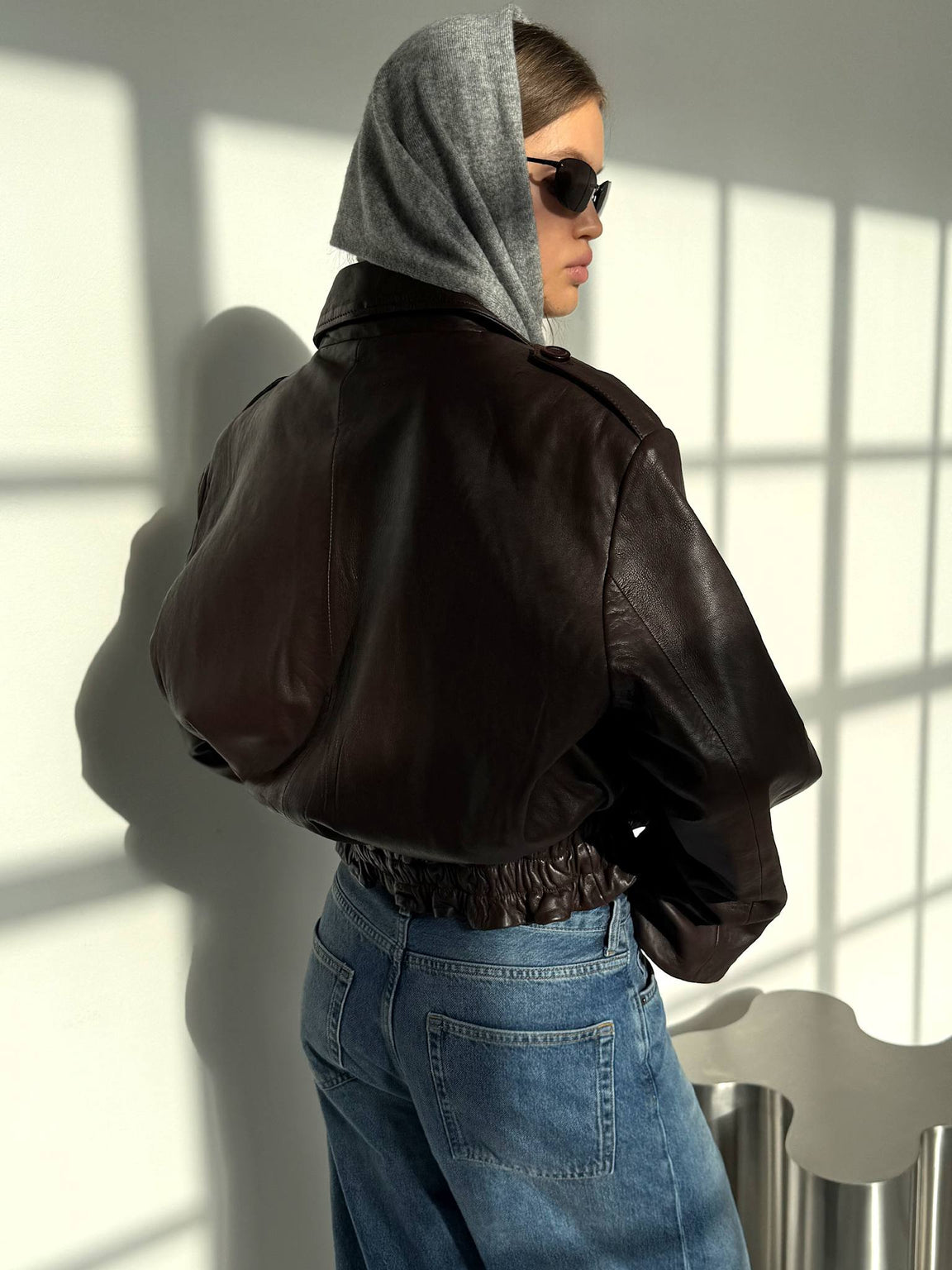 CLEO LEATHER JACKET - BROWN