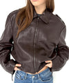 CLEO LEATHER JACKET - BROWN