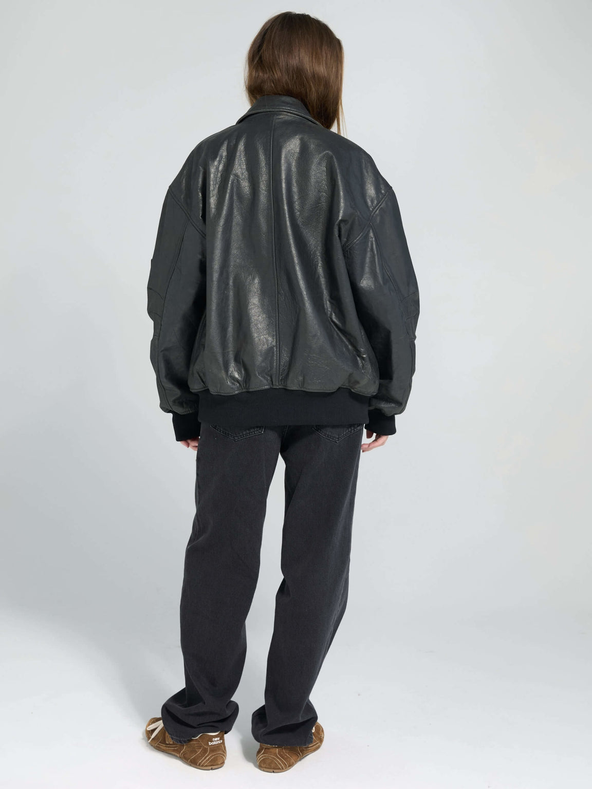 CLYDE LEATHER BOMBER - BLACK