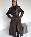 DREW LEATHER COAT - BROWN