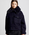 CHARLIE JACKET - FAUX FUR - WOOL NAVY