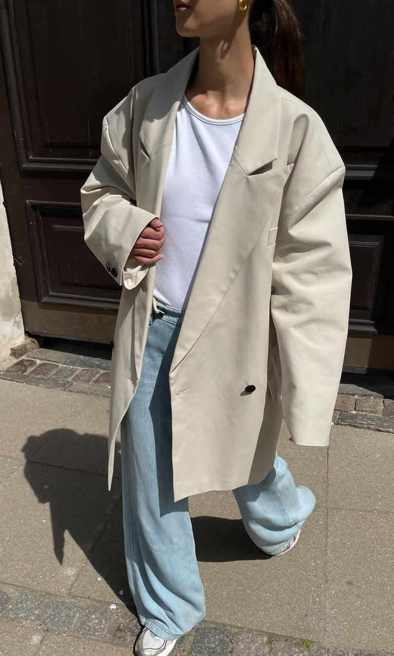 KYLIE CANVAS BLAZER - CREME