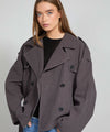 KIRA LINEN JACKET - GREY/BROWN