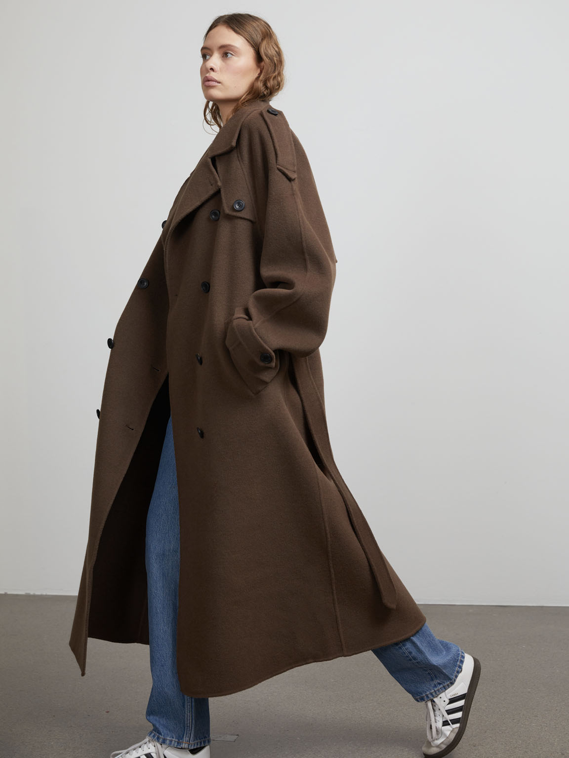 JOHN TRENCHCOAT - WOOL - GREY BROWN