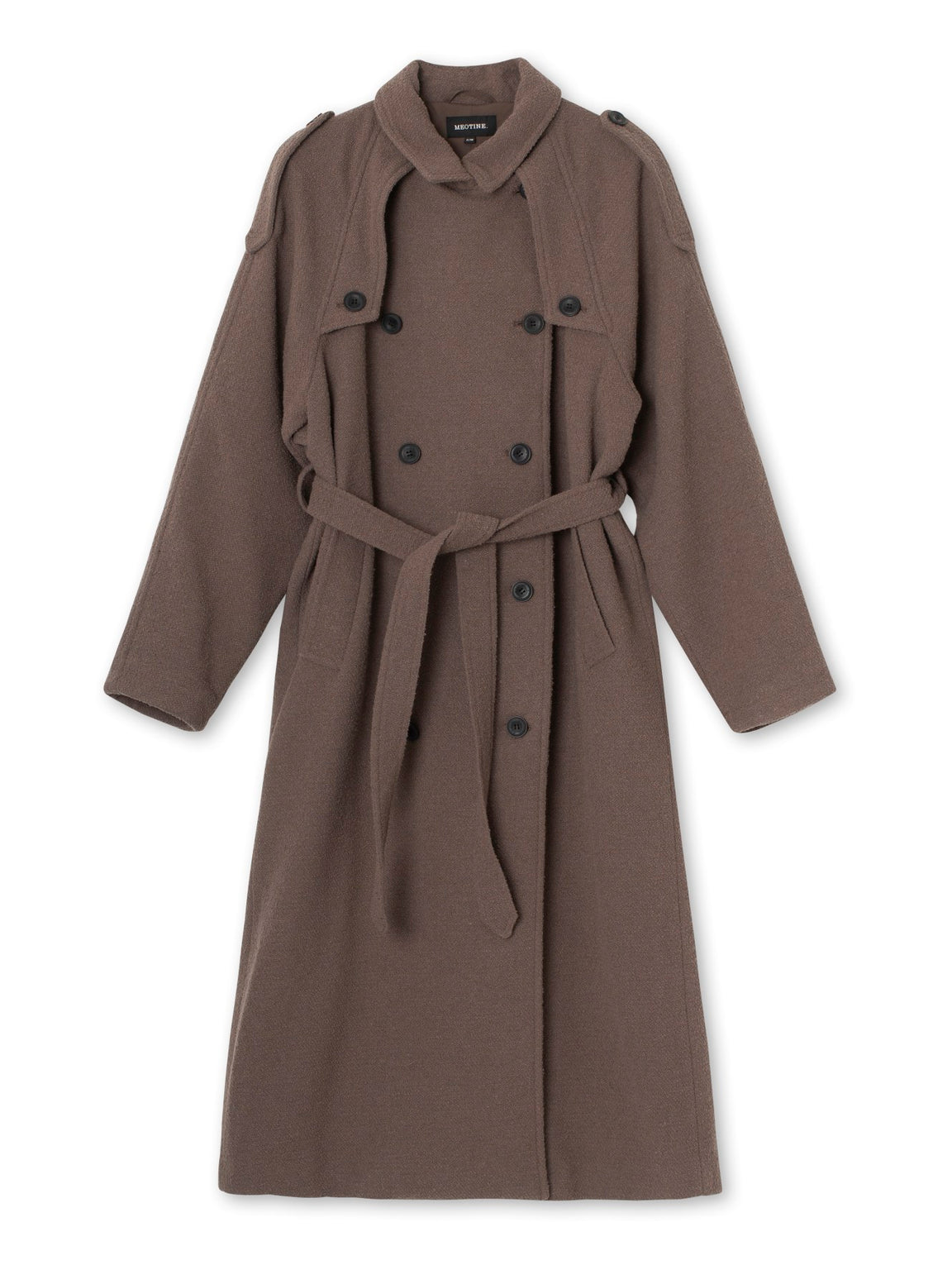 KIRA BOUCLE TRENCHCOAT - GREY BROWN