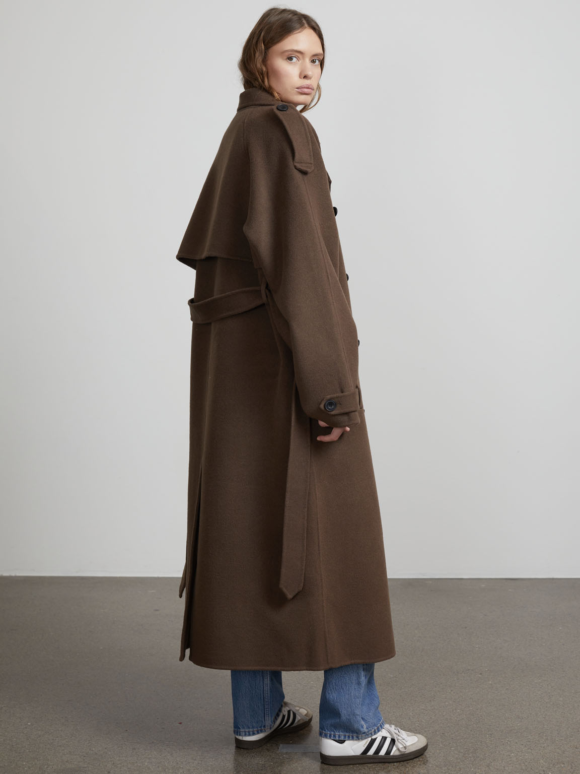 JOHN TRENCHCOAT - WOOL - GREY BROWN