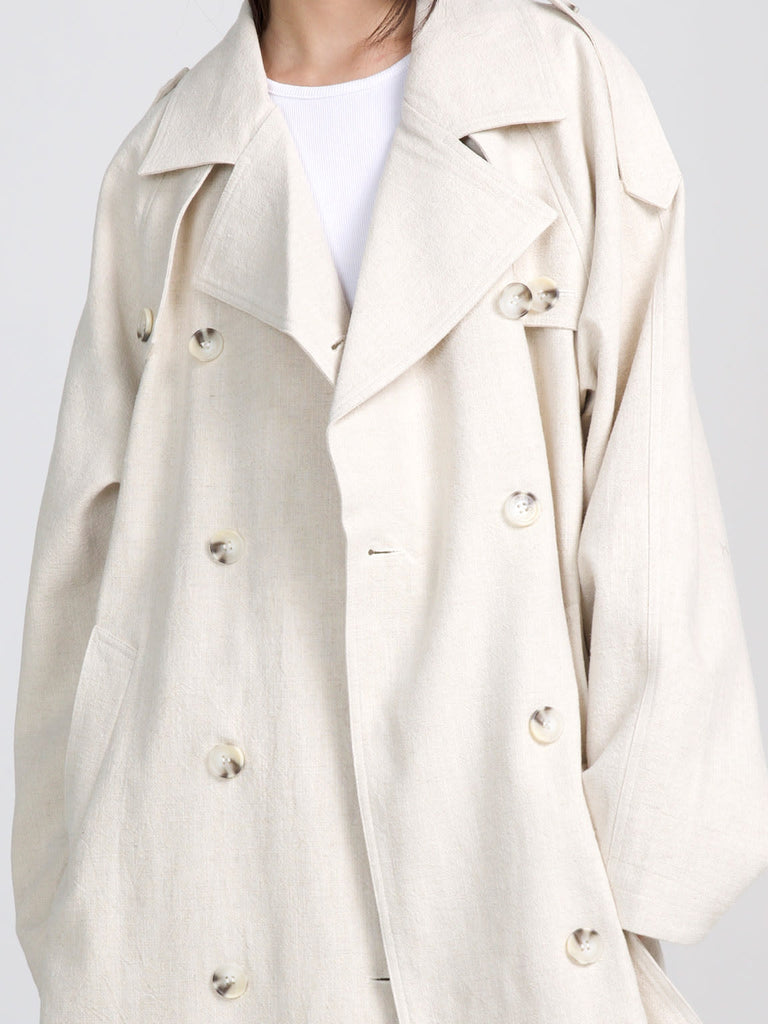 KIRA LINEN COAT - CREME