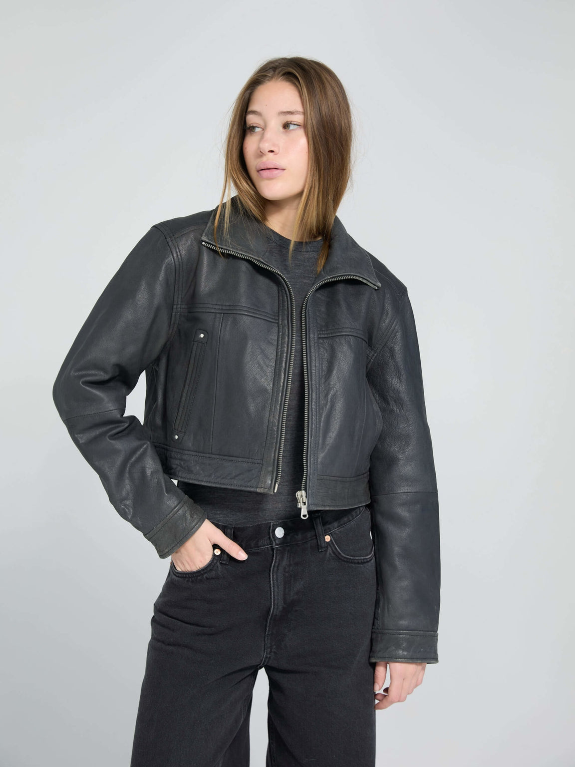 LYLE LEATHER JACKET - BLACK