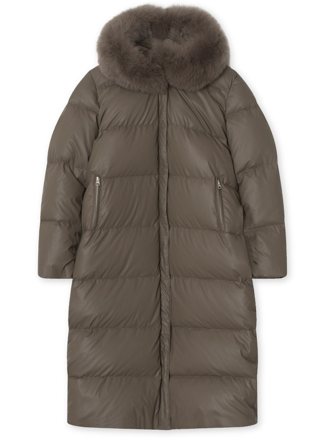 ALVA PUFFER COAT - GREY/BROWN