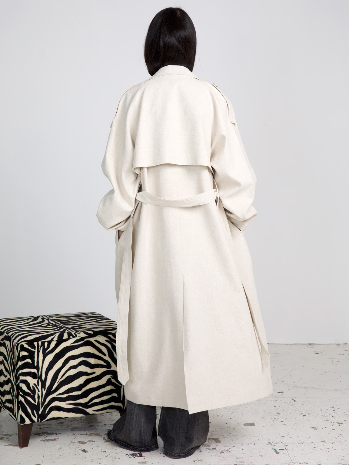 KIRA LINEN COAT - CREME