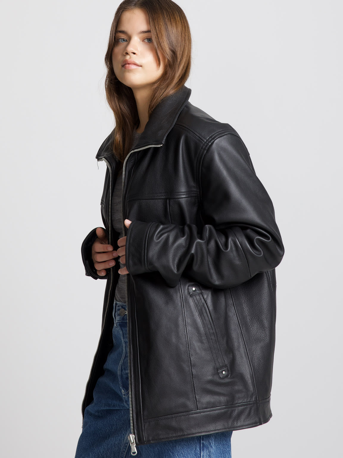 KARO LEATHER JACKET - BLACK