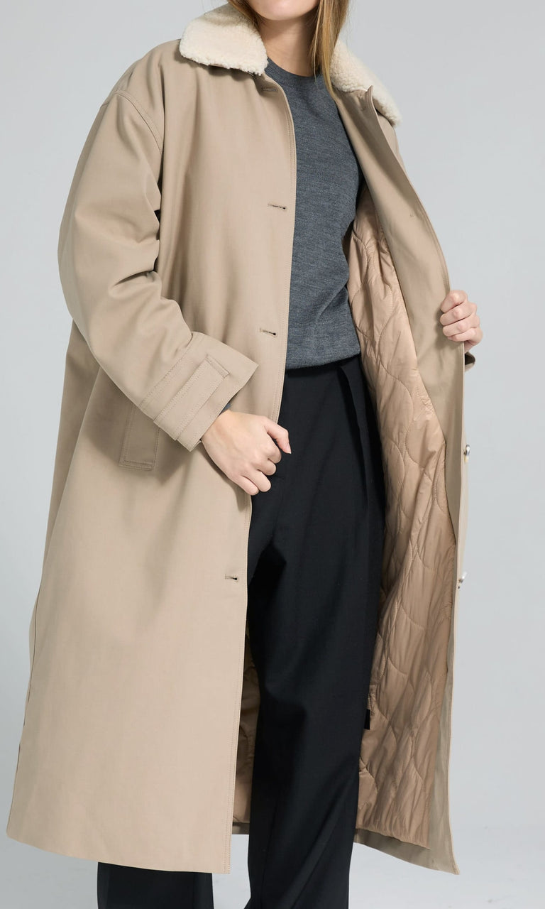 RITA PADDED CANVAS COAT - BEIGE