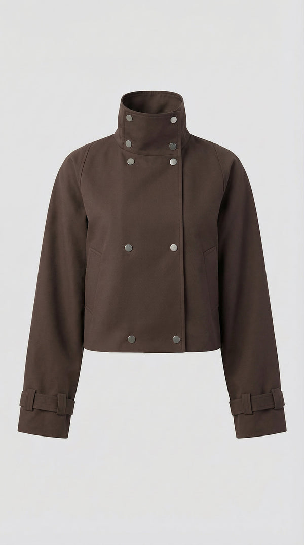 SKYLER CROPPED JACKET - BROWN