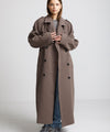 KIRA BOUCLE TRENCHCOAT - GREY BROWN