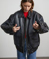 TANIS LEATHER BOMBER - BLACK