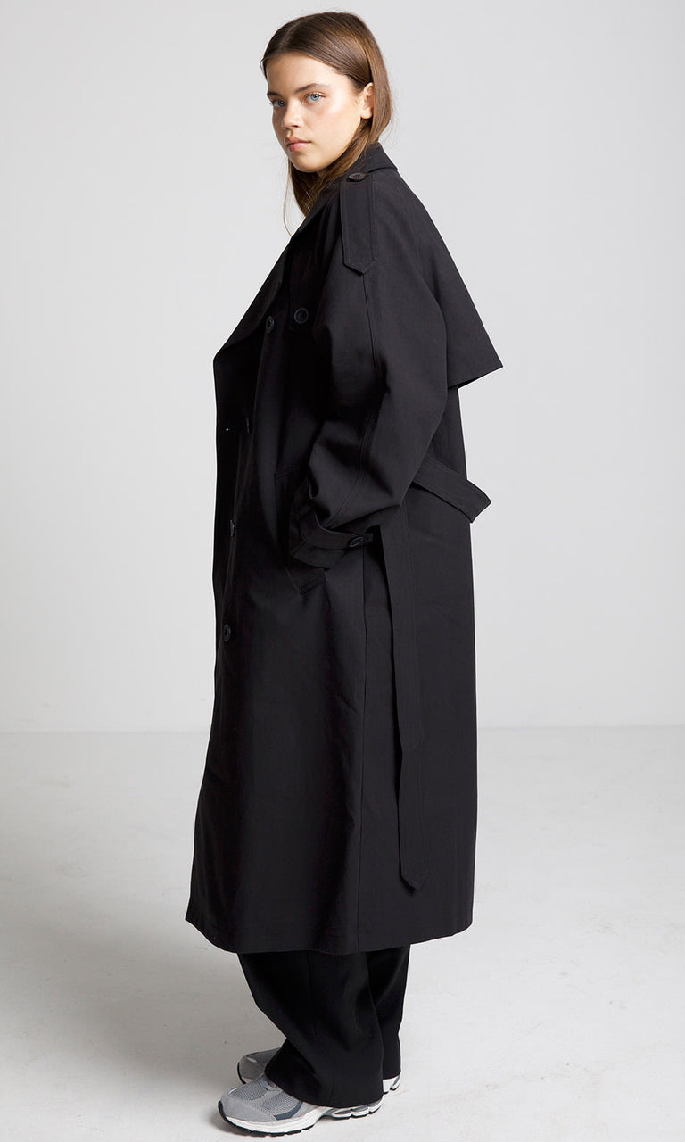 BOBBY CANVAS TRENCHCOAT - BLACK