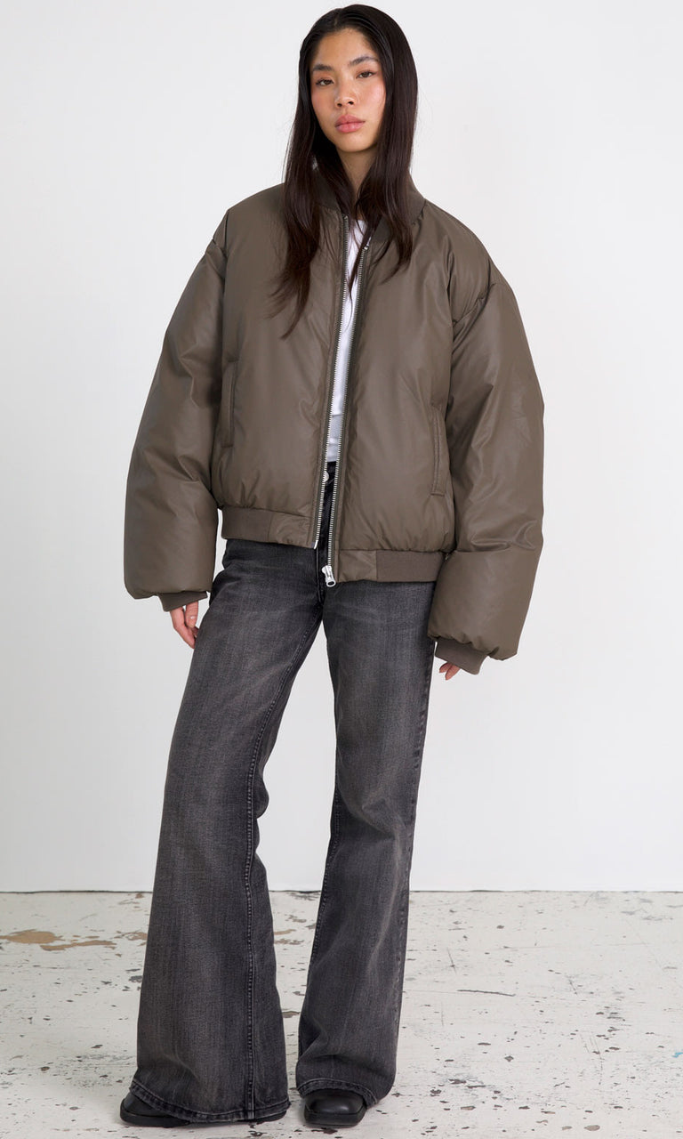 SOL BOMBER JACKET - GREY BROWN