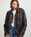 ZOLA LEATHER BOMBER - BROWN