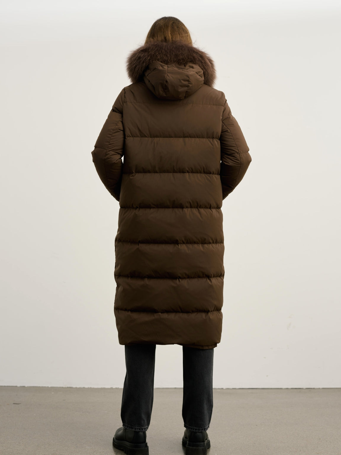 ALVA DOWN COAT - DARK BROWN